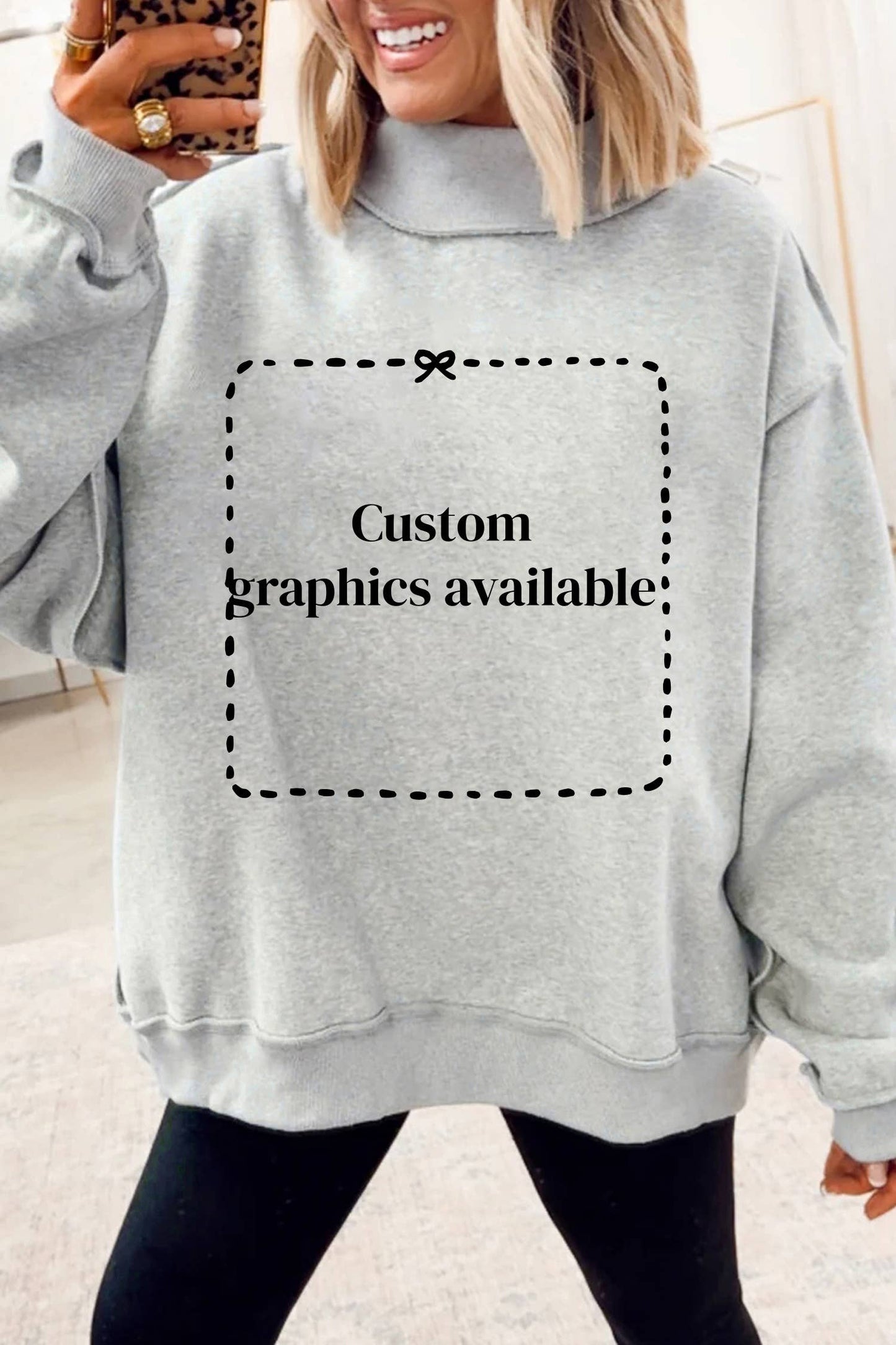 66Love Solid Oversize Reversible Mock Neck Sweatshirt (S-XL)