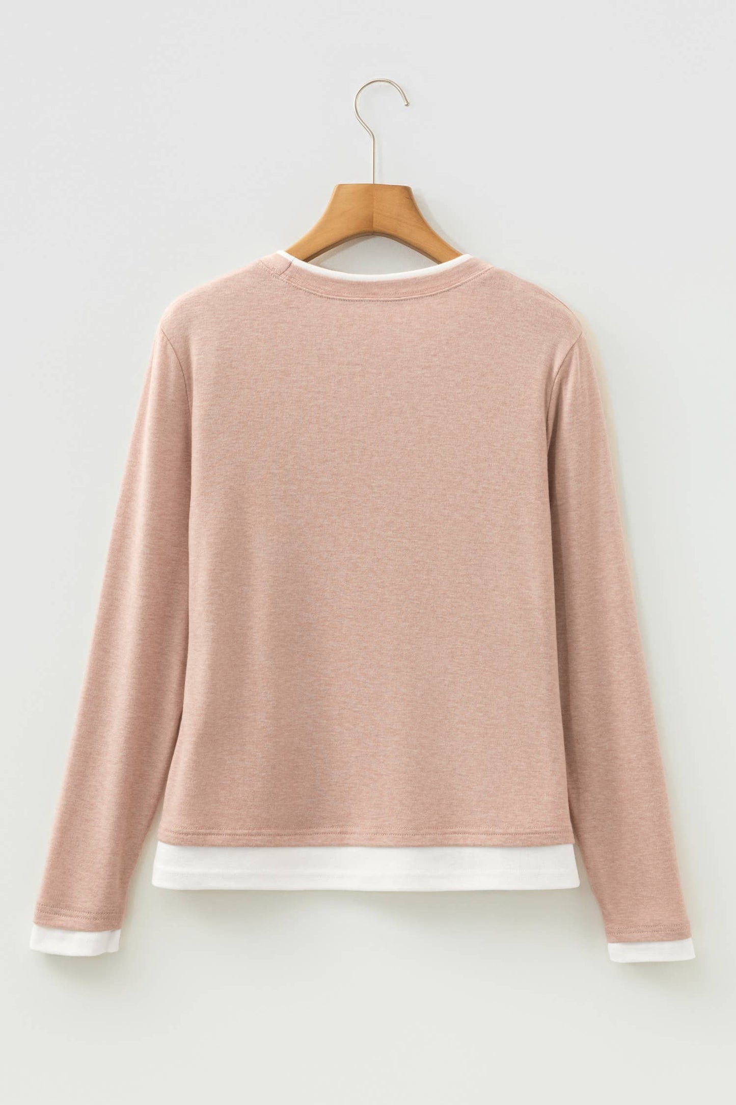 False Two Piece Color Block Patchwork Long Sleeve Top (S-XL)