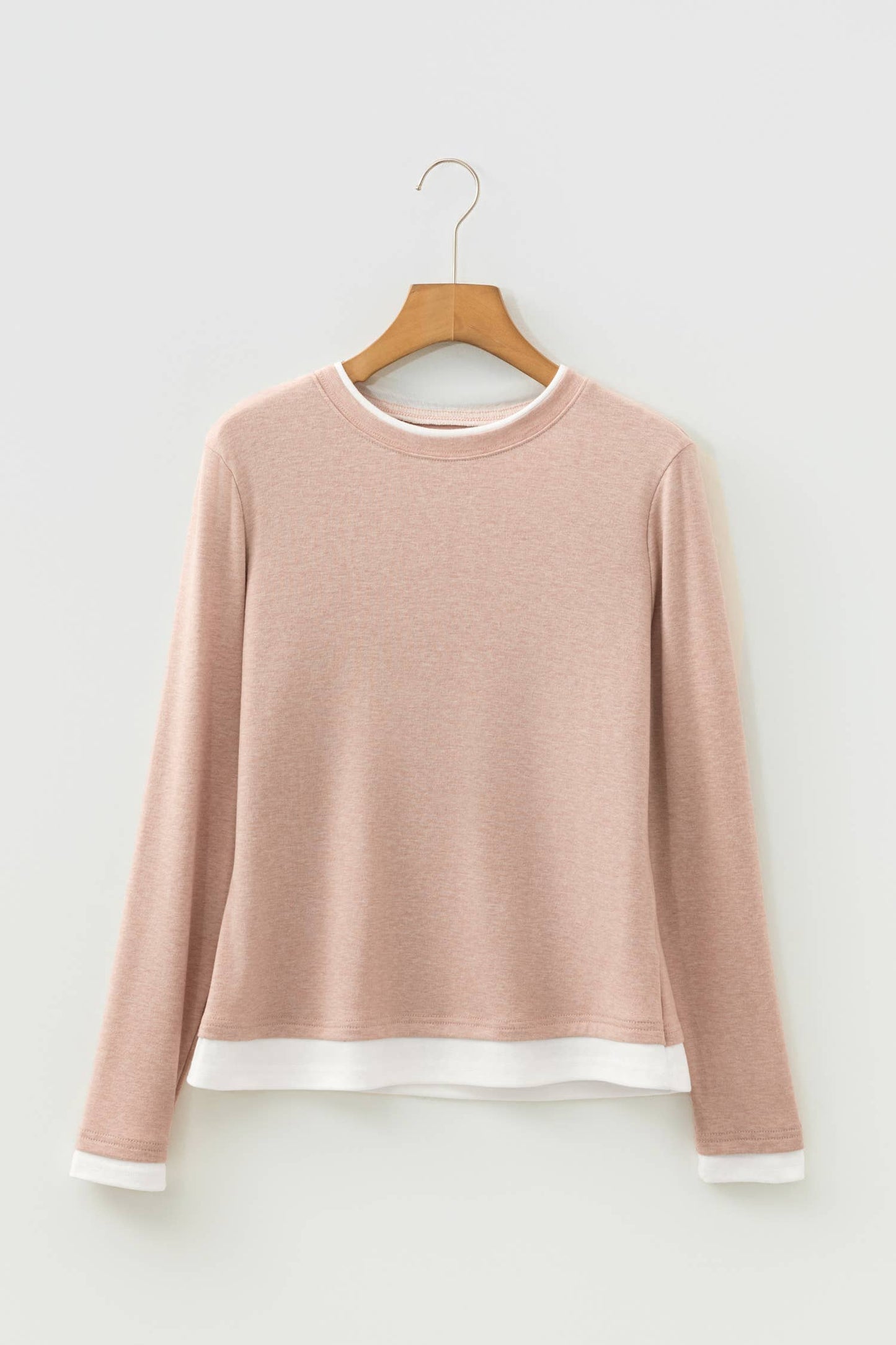 False Two Piece Color Block Patchwork Long Sleeve Top (S-XL)