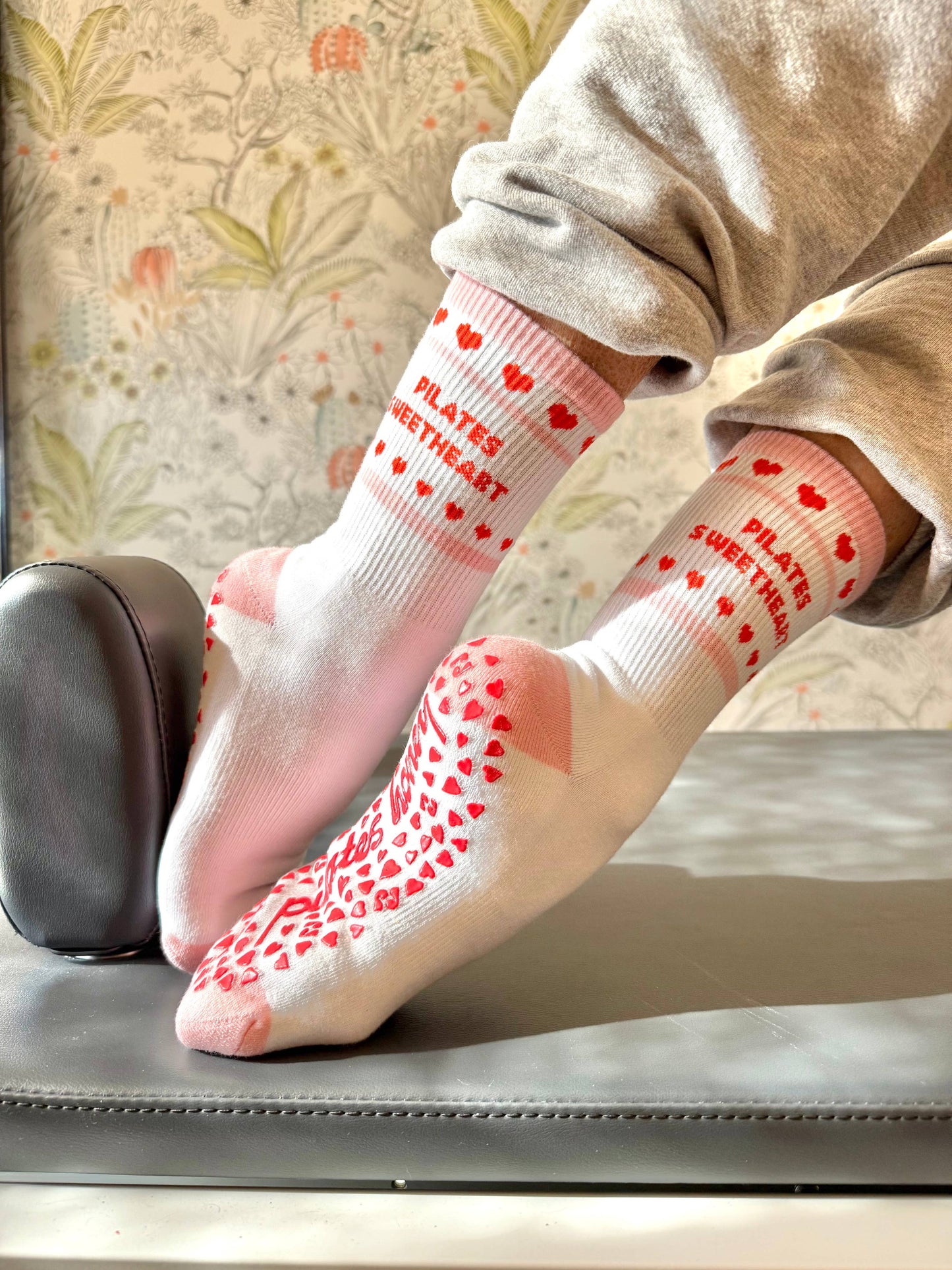 Pilates Sweetheart Crew Grip Sock: S/M