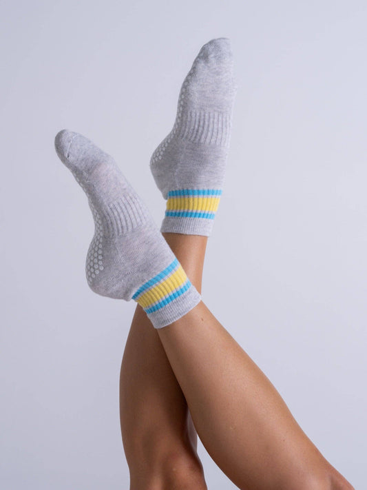 Cali Quarter - Grey + Yellow/Blue stripe